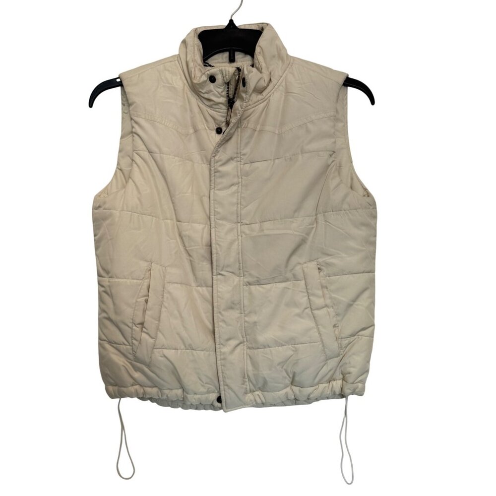 Chaps Puffer Vest Women S Cream Polyester Lightweight Sleeveless Insulated Jacke